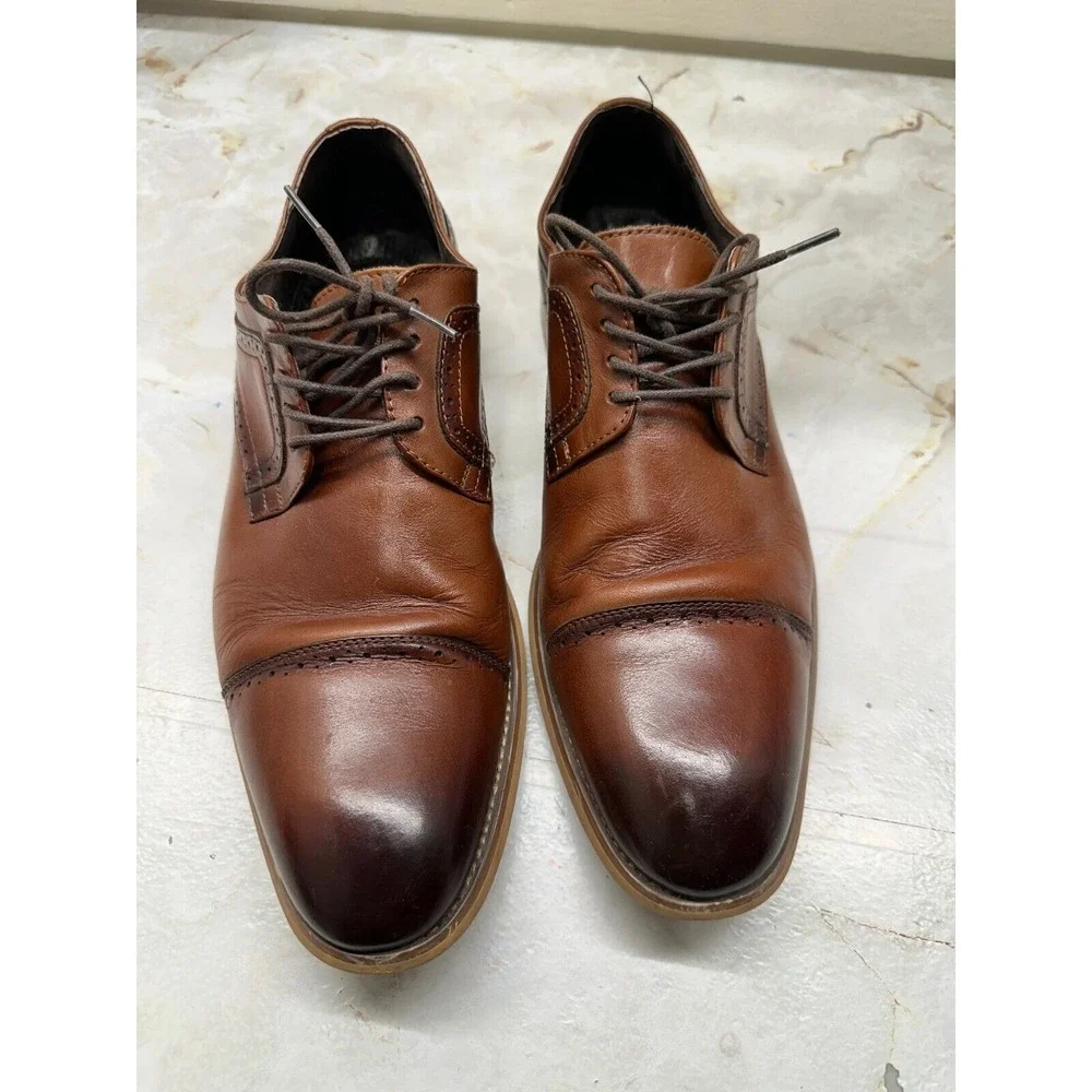 Stacy Adams Dickinson Cap Toe Oxford US 10.5‎ M Brown Lace-Up Dress Shoes